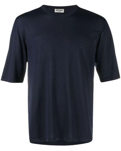 Saint Laurent Camiseta con cuello redondo - Azul