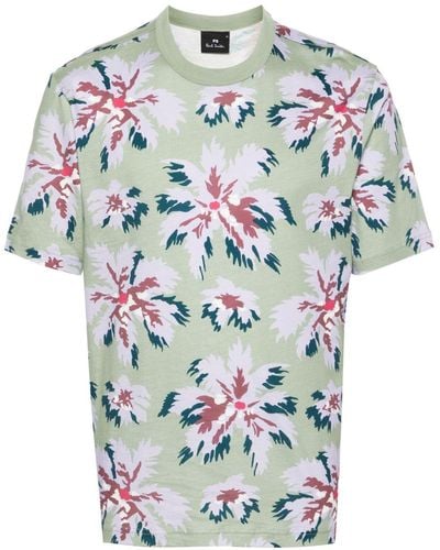 PS by Paul Smith Floral-print Cotton T-shirt - Green