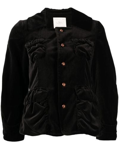 Renli Su Edwina Velvet-effect Cotton Jacket - Black