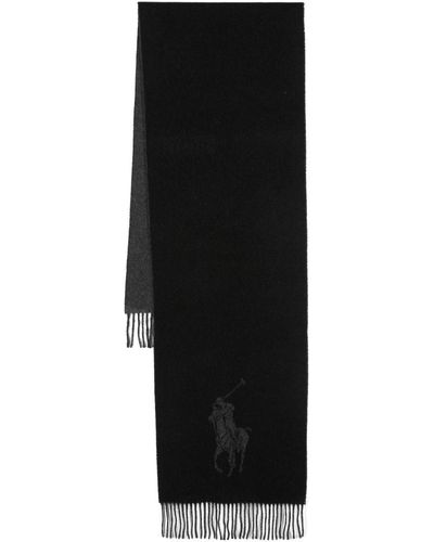 Polo Ralph Lauren Frayed-edge Polo Pony Scarf - Black