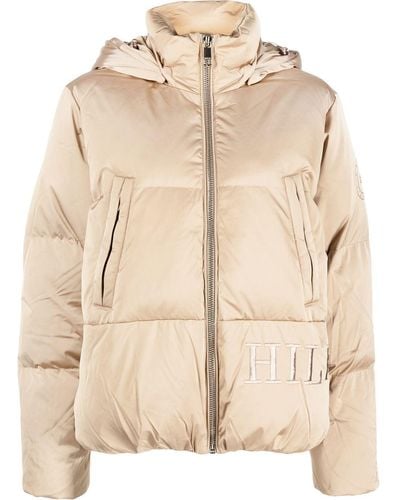 Tommy Hilfiger Logo-embroidered Hooded Puffer Jacket - Natural