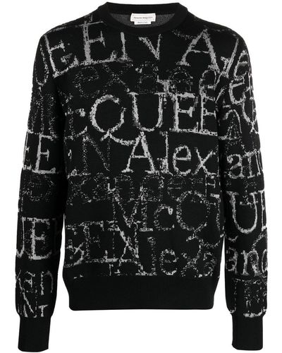 Alexander McQueen Alexander Mc Queen Logo-print Crew-neck Sweater - Black