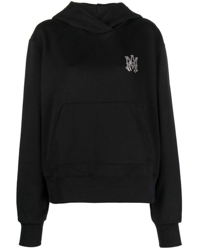 Amiri Hoodie en coton à logo strassé - Noir