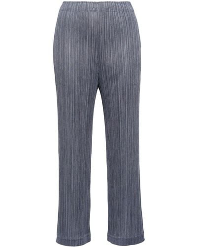 Pleats Please Issey Miyake Slim-cut pleated trousers - Azul