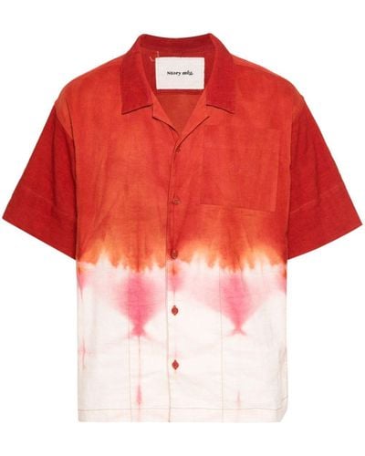 STORY mfg. Greetings Hemd mit Grapefruit Clamp-Färbung - Rot