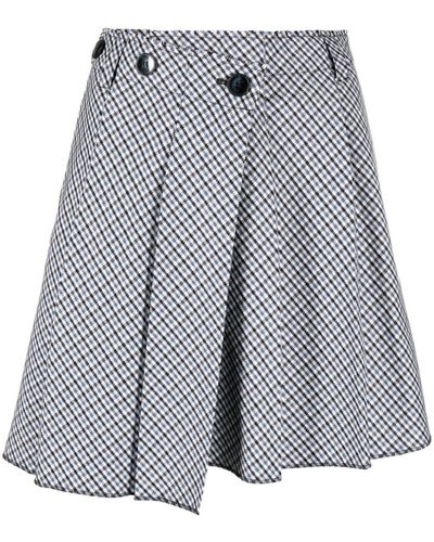 Maje Checked Wrap Miniskirt - Gray