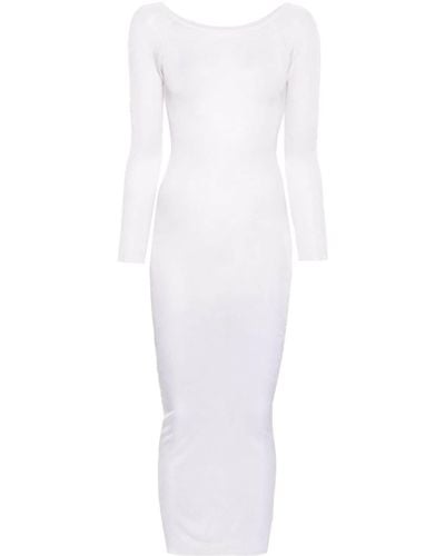 Magda Butrym Fine-ribbed Semi-sheer Maxi Dress - White