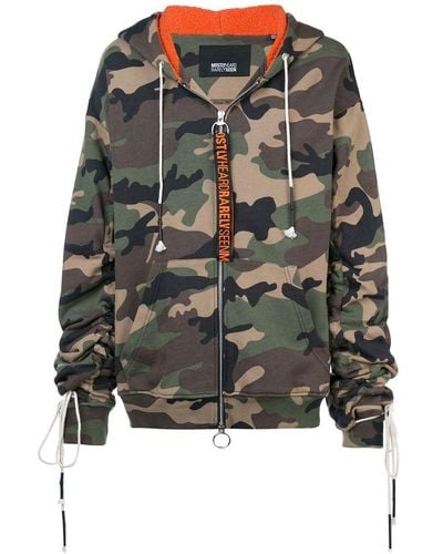 Mostly Heard Rarely Seen Sudadera de cremallera con capucha y estampado militar - Verde