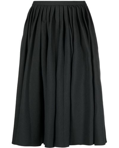 Quira Pleated Full Wool Skirt - Black
