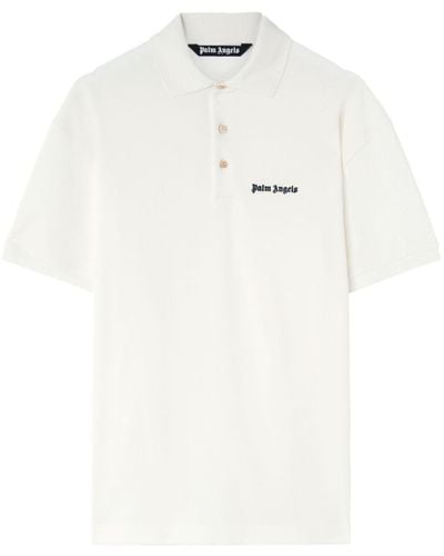 Palm Angels Logo-print Cotton Polo Shirt - White