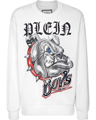 Philipp Plein Bulldogs Logo-print Cotton Sweatshirt - White