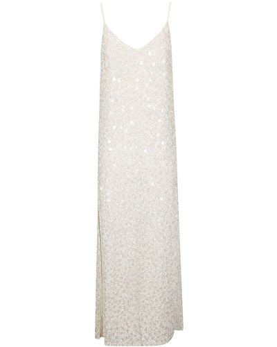 P.A.R.O.S.H. Langes Kleid mit Pailletten - Weiß