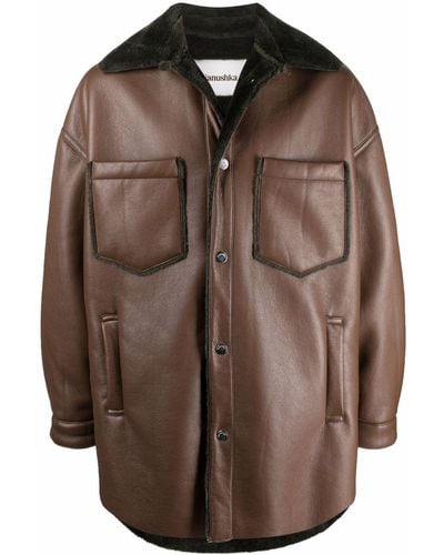 Nanushka Leather Long-sleeve Overshirt - Brown
