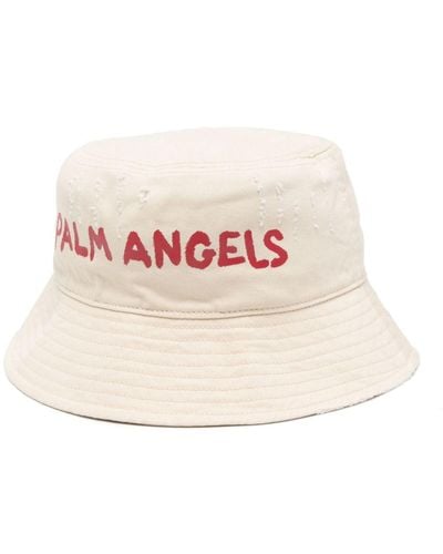 Palm Angels Logo-print Ripped Bucket Hat - Pink