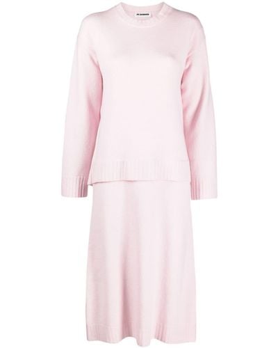 Jil Sander Layered Wool Midi Dress - Pink