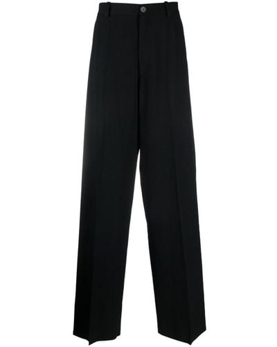 Balenciaga Wide-leg Wool Pants - Black