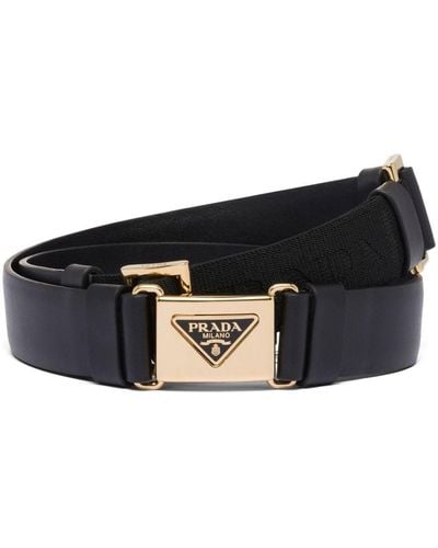 Prada Leather Triangle Belt - Black