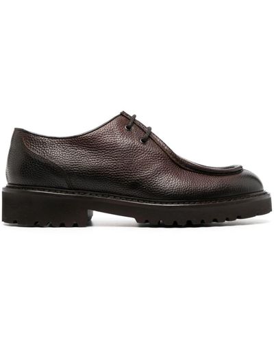 Doucal's Grained-texture Leather Derby Shoes - Brown