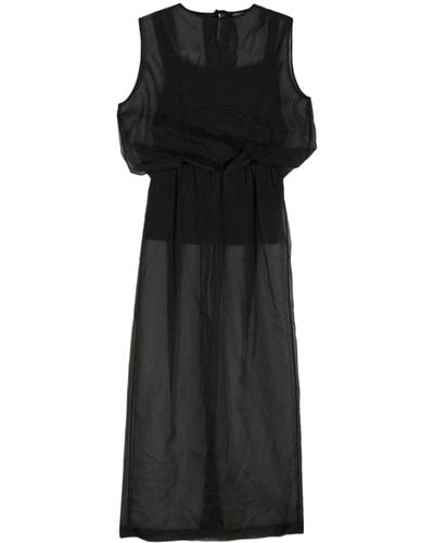 Uma Wang Blusa sin mangas con capa translúcida - Negro