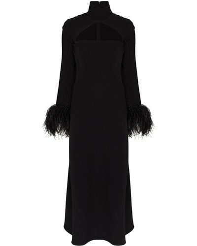 16Arlington Odessa Cutout Feather-trim Dress - Black