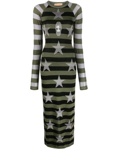 Cormio Shunsuke Striped Knitted Maxi Dress - Green