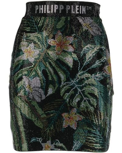 Philipp Plein Crystal-embellished Mini Skirt - Green