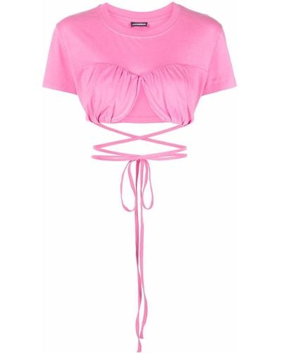 Jacquemus Le T-shirt Baci Cropped Top - Pink