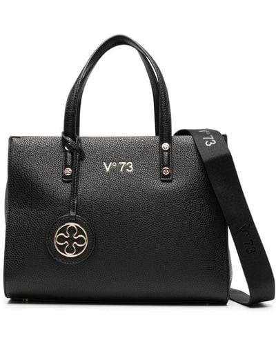 V73 Elara Logo-lettering Leather Tote Bag - Black