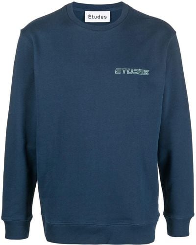 Etudes Studio Sweater Met Geborduurd Logo - Blauw