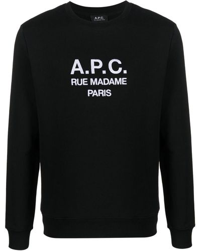 A.P.C. Organic-cotton Logo-print Sweater - Black