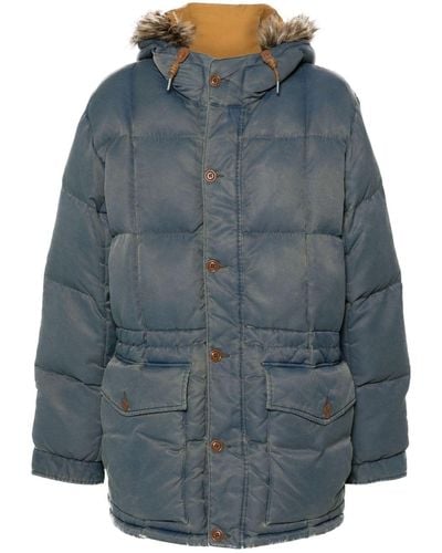 RRL Arden Quilted Hooded Coat - Blue