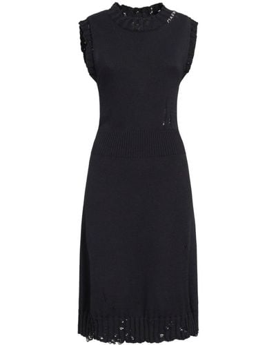 Marni Distressed-effect Knitted Cotton Dress - Black