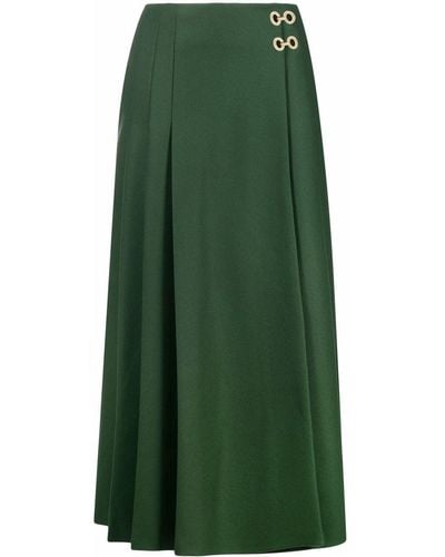 Alberta Ferretti High-waisted Pleated Midi Skirt - Green