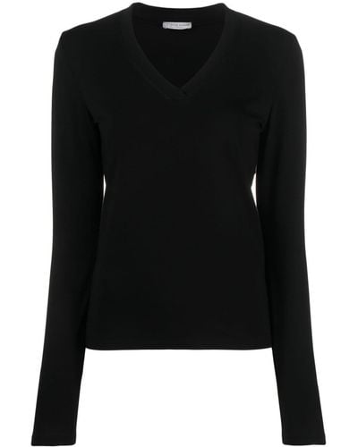Le Tricot Perugia Vネック ロングtシャツ - ブラック