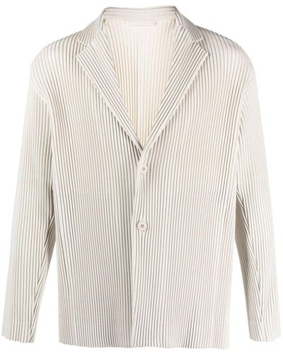 Homme Plissé Issey Miyake Blazer Kersey con botones - Blanco