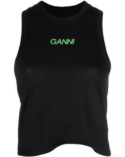 Ganni Tanktop Met Logoprint - Zwart