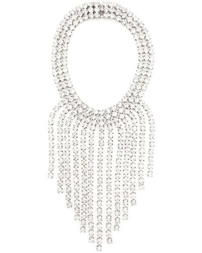 Alessandra Rich Crystal-embellished Fringed-edge Necklace - White