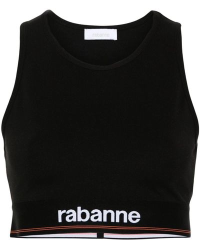Rabanne Logo-tape Sports Bralette - Black