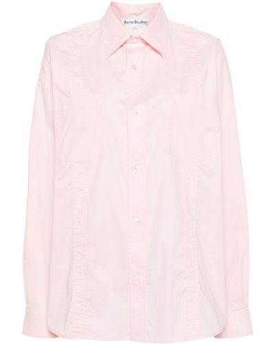 Acne Studios Tape-detail Classic-collar Shirt - Pink