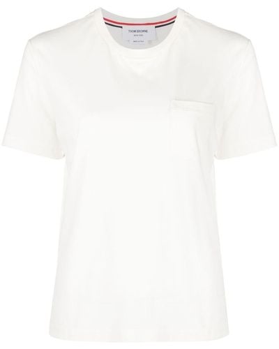 Thom Browne T-Shirt mit Brusttasche - Weiß