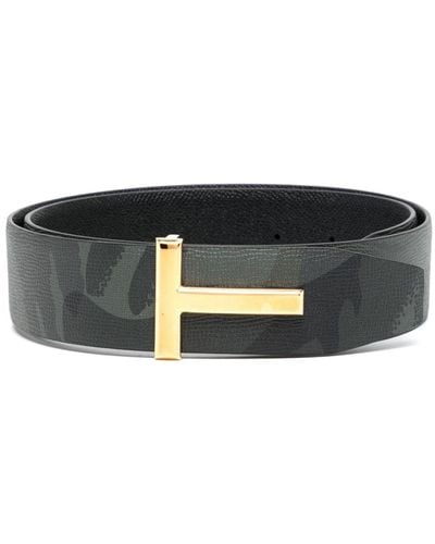 Tom Ford T Icon Camouflage-print Leather Belt - Black