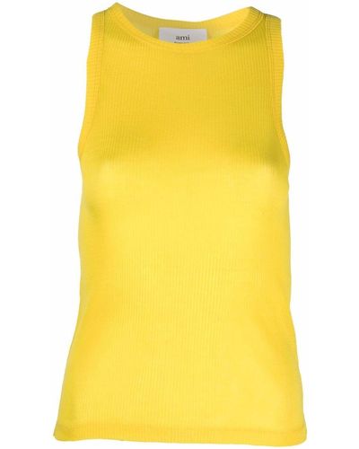 Ami Paris Sleeveless Jersey Top - Yellow