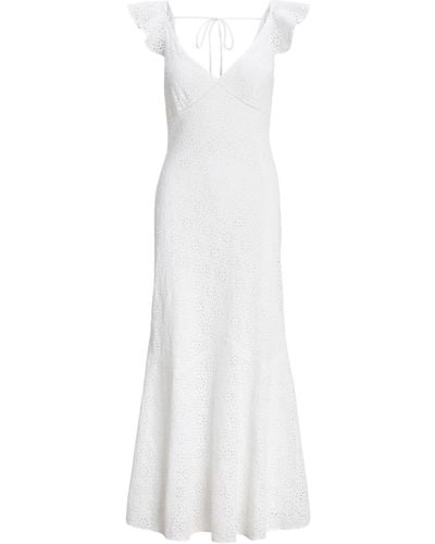 Polo Ralph Lauren Leinenkleid mit Lochstickerei - Weiß
