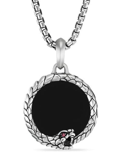 David Yurman Sterling Silver Cairo Ouroboros Onyx And Ruby Amulet - Black