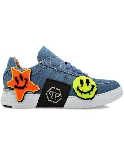 Philipp Plein Smile Graffiti Jeans-Sneakers - Blau