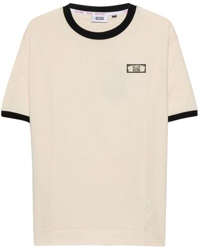Gcds Logo-appliqué Cotton T-shirt - Natural