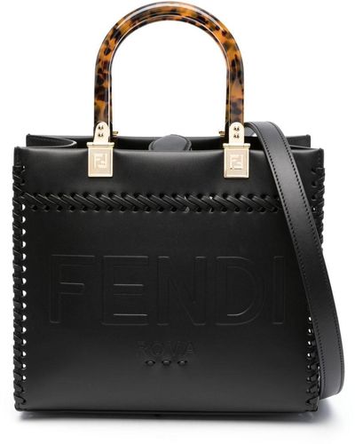 Fendi Sunshine Shopper Met Logo-reliëf - Zwart