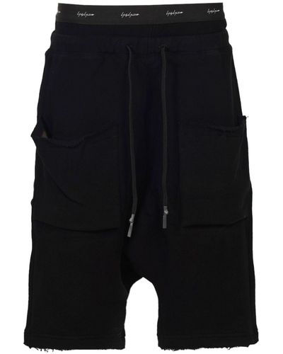 Yohji Yamamoto Logo-waistband Drop-crotch Shorts - Blue