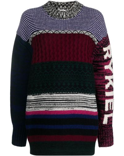 Sonia Rykiel Patchwork Knitted Wool Sweater - Blue