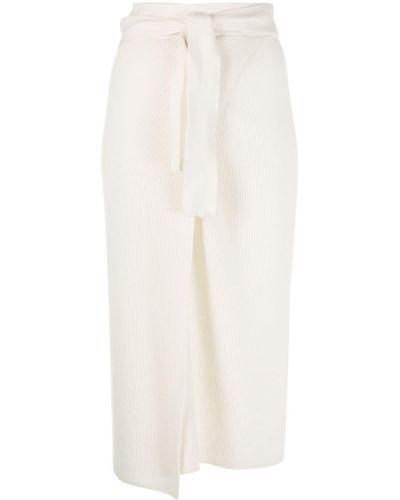 Cashmere In Love Ribbed-knit Wrap Skirt - White